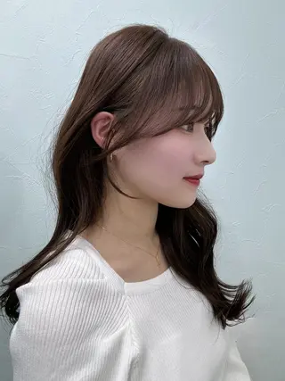 セミロング カラー 映える顔周りカット ♥️韓国ヘア"ちぇるのヘアスタイル
