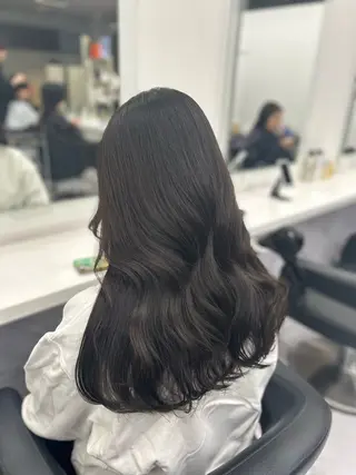 ロング カラー パーマ ヘアアレンジ メンズ キッズ ブリーチなしカラー/ ブラウン/レイヤーのヘアスタイル