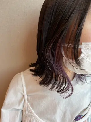 ミディアム 切りっぱなしボブ/ 蒲生四丁目/伊藤瑠唯のヘアスタイル