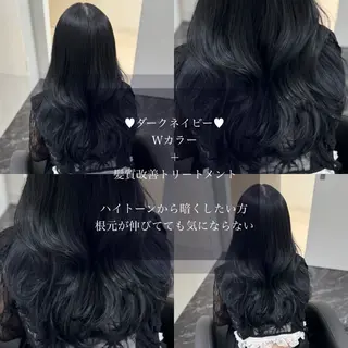ロング カラー パーマ ブリーチなしカラー I 髪質改善Ⅰたつやのヘアスタイル