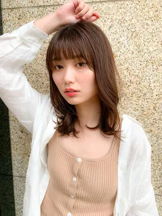 セミロング カラー 髪質改善縮毛矯正✨ ナリタユウヤのヘアスタイル