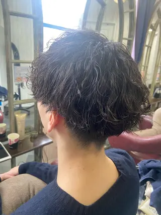 ショート パーマ メンズ カットパーマ✂️ 小坂田玲亜のヘアスタイル