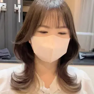 セミロング 🌹ハッシュカット、 レイヤー韓国ヘア🌹のヘアスタイル