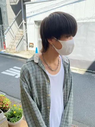 ショート メンズ レイヤーウルフ エクステ磯部のヘアスタイル