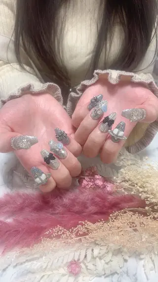 ネイル はな💎ネイル ワンホン、長さ出しのネイルデザイン