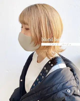 ミディアム カラー 店長/mao/ 前髪/顔周りカットのヘアスタイル