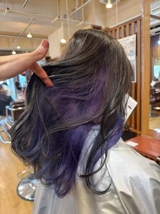 ミディアム カラー ルーツ/ デザイン/ ハイトーン/おこのぎのヘアスタイル