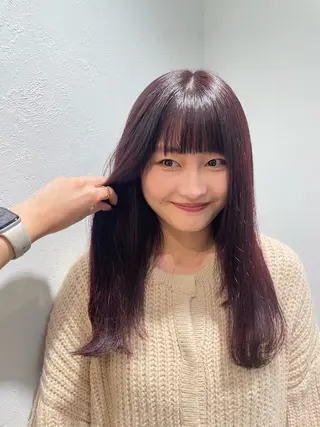 セミロング 暖色カラー/ おおいえひびきのヘアスタイル