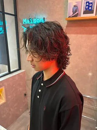 ミディアム パーマ メンズ 長谷川 湧のヘアスタイル
