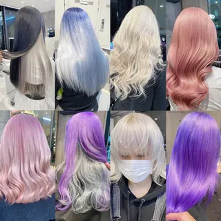 セミロング カラー メンズ JuNブリーチに 縮毛矯正するプロのヘアスタイル