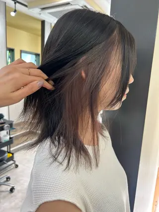 セミロング カラー hub hair レイヤー/透明感のヘアスタイル