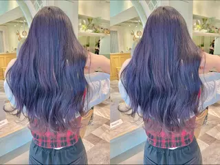 ロング カラー ゆらんちょ/ブリーチ 無w/縮毛矯正/暖色のヘアスタイル