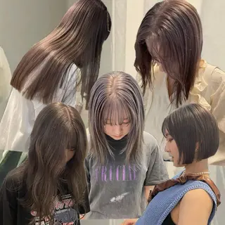 ミディアム カラー ミルクティー× グレージュMOMOのヘアスタイル