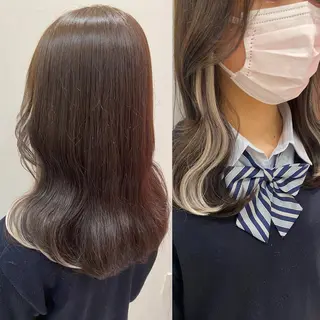 セミロング カラー 新宿/韓国ヘア 中明度カラー/かやのヘアスタイル