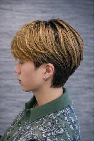 ショート カラー パーマ メンズ特化/フェザー /パーマ/伊勢元のヘアスタイル