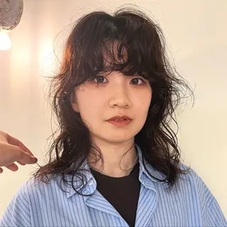 セミロング パーマ メンズハイトーン/栄 /イトウタケルのヘアスタイル