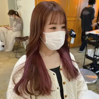 セミロング カラー salowin渋谷kitaya park前所属・RIKA韓国ヘア/く びれヘア/上品カラーのヘアスタイル