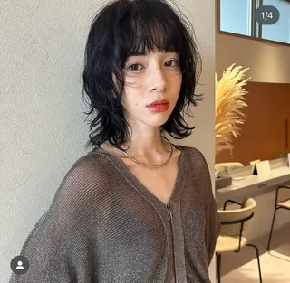 ミディアム パーマ 👑ショート/ボブ /銀座/ニシオカ👑のヘアスタイル