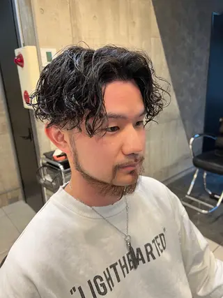 ショート パーマ メンズ BINGO HAIR WORKS 【ビンゴヘアワークス】所属・🎱メンズフェード 特化HYOGA🎱のヘアスタイル