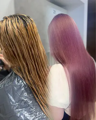 ロング カラー 岡山ハイトーン・ ルーツカラー/こもものヘアスタイル