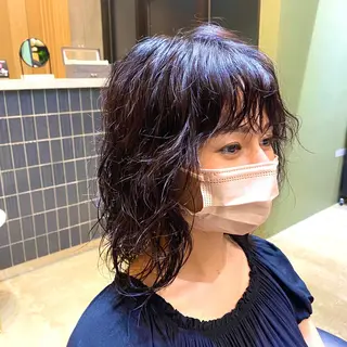 セミロング パーマ ボブ・レイヤー 田中 励也のヘアスタイル
