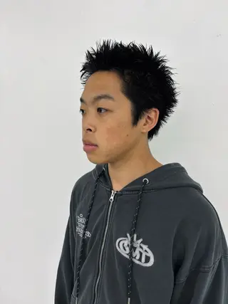 メンズ スパイキーパーマ 柏NO1 藤本葉のヘアスタイル