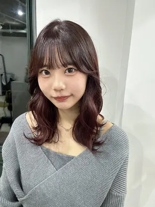 セミロング カラー さあや 【透け感/艶感】のヘアスタイル