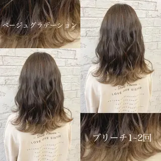 セミロング カラー オリーブ/アッシュ やわらか透明感カラーのヘアスタイル