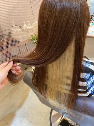 ロング 顔周りデザイン/ ママ美容師/濱ほのかのヘアスタイル