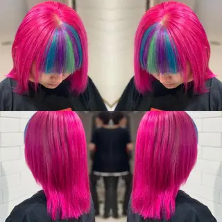 ミディアム カラー ヘアアレンジ 髪質改善×ハイトーン 中田啄也のヘアスタイル