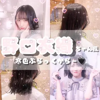ミディアム カラー 川井麻由🎀アイドル 量産🎀ピンクカラーのヘアスタイル