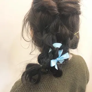 セミロング カラー ヘアアレンジ GLROW haruhiのヘアスタイル