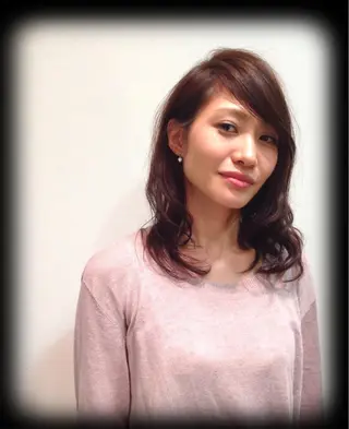 ミディアム カラー パーマ 鈴木 晃一のヘアスタイル