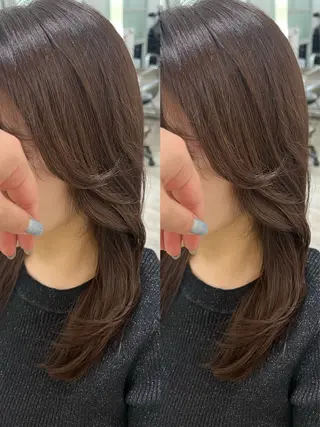 セミロング 🎀韓国風レイヤー/ 切りっぱなしボブ🎀のヘアスタイル