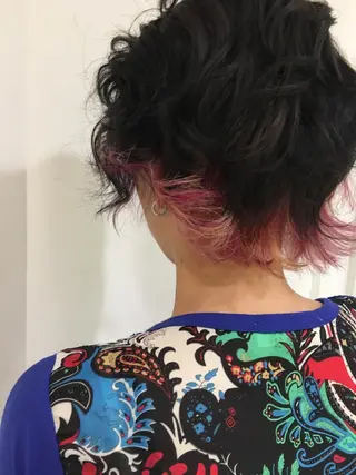 ミディアム カラー パーマ ヘアアレンジ メンズ きむえり/髪質改善 /セット/カラーのヘアスタイル