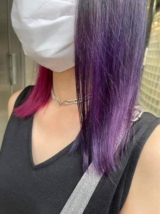 ミディアム カラー 梅田ハイトーン チダ ヒナノのヘアスタイル