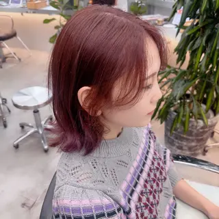 ミディアム カラー 岡野 静華のヘアスタイル