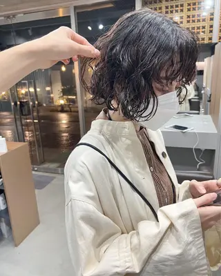 ショート パーマ ボブパーマコテ巻き風 パーマNo1深江秀平のヘアスタイル