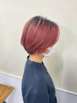 ショート カラー レイヤーウルフ エクステ磯部のヘアスタイル