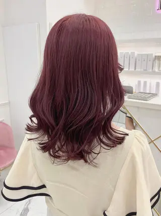 セミロング 川井麻由🎀アイドル 量産🎀ピンクカラーのヘアスタイル