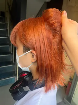 ミディアム カラー 艶髪/ハイトーン/ ヘアセット/モエノのヘアスタイル