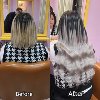 ロング シール＋ちび編み込み エクステ梅田🐨のヘアスタイル