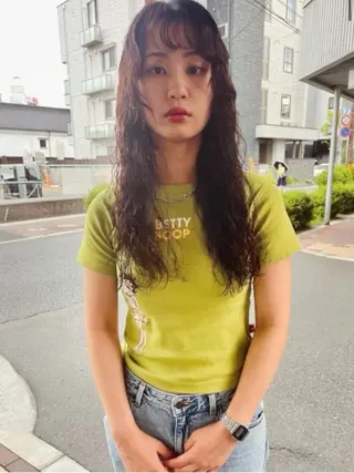 セミロング パーマ MIKU 倉敷／デザインカットのヘアスタイル