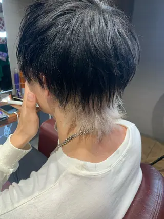 メンズ 奥本 侑 ハイトーン、髪質改善のヘアスタイル