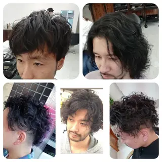 ミディアム メンズ パーマ Garret 新宿店【ギャレット】所属・⛑️髪質改善請負人 ⛑️ヤマザキタカヒトのヘアスタイル