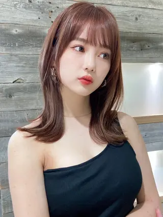 ミディアム カラー 女性らしいモテヘア 韓国ヘアhikariのヘアスタイル