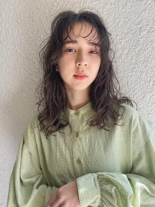 セミロング カラー パーマ Hayashi Shioriのヘアスタイル