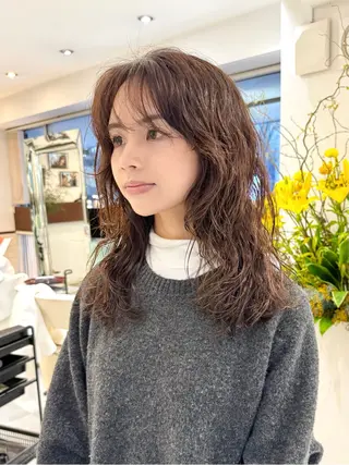 ミディアム パーマ ZENKO表参道店所属・デジタルパーマ 🌀ボブ　萩原　龍のヘアスタイル