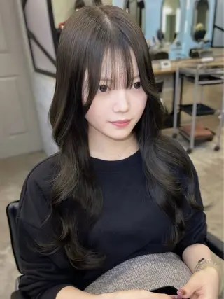 セミロング カラー 前髪/顔まわりカット 艶髪/髪質改善/縮毛のヘアスタイル