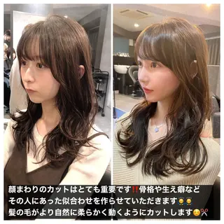 ミディアム カラー ヘアアレンジ 顔周りカット/髪質改 善/新宿/畑中稔里のヘアスタイル